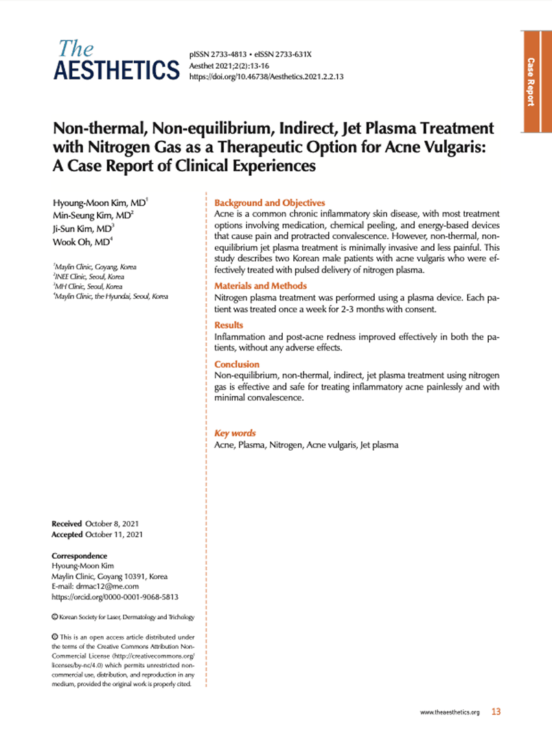 Non-thermal, Non-equilibrium, Indirect, Jet Plasma Treatment with Nitrogen Gas As a Therapeutic Option for Acne Vulgaris: A Case Report of Clinical Experiences