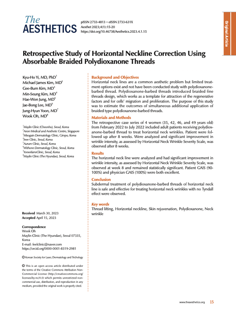 Retrospective Study of Horizontal Neckline Correction Using Absorbable Braided Polydioxanone Threads